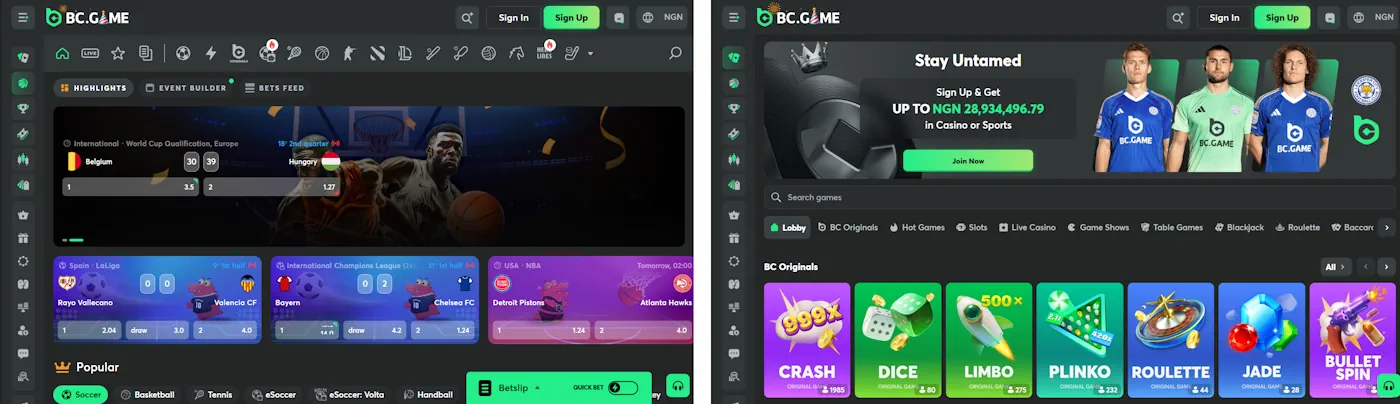 BC.Game Casino and Sportsbook Screenshot